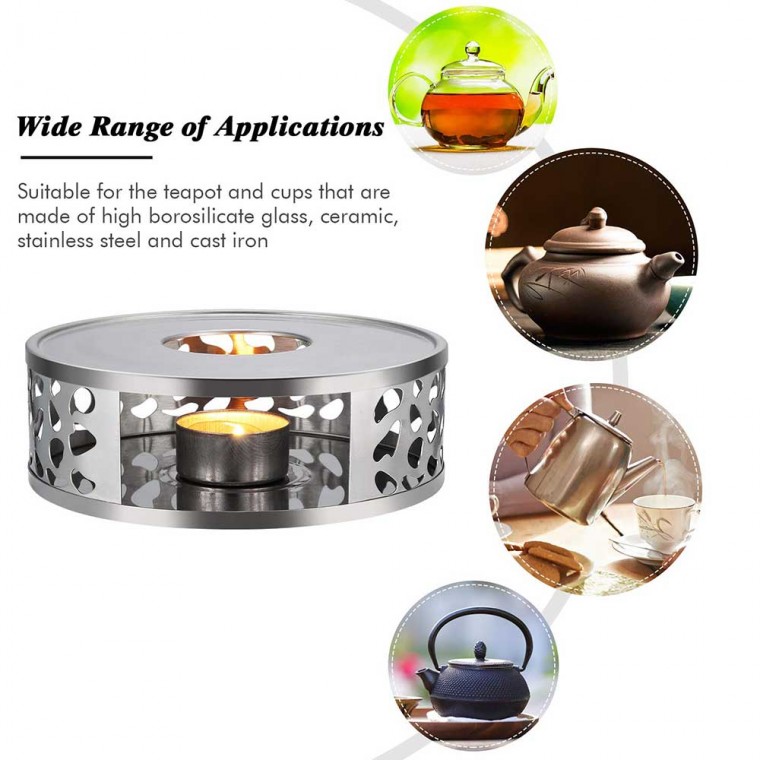 Stainless Steel Teapot Warmer Silver Flower