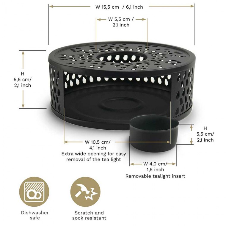 Stainless Steel Teapot Warmer Classic Black