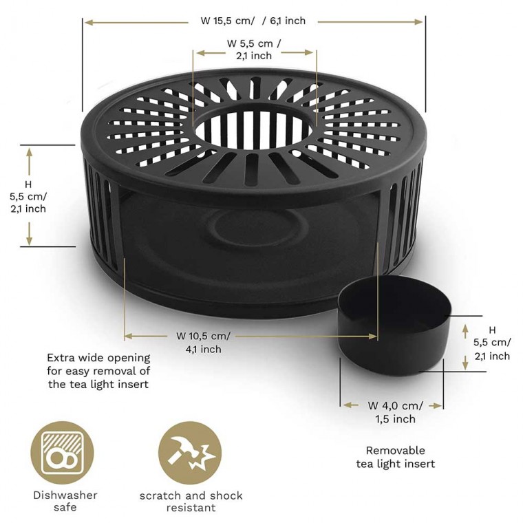 Stainless Steel Teapot Warmer Modern Black