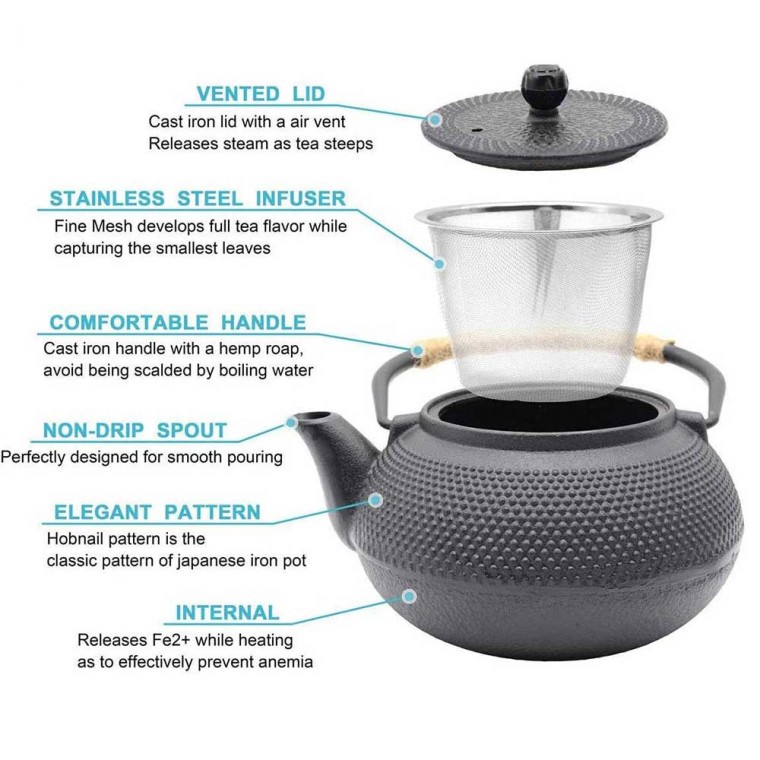 Pearl Cast Iron Teapot 1200ml/41oz