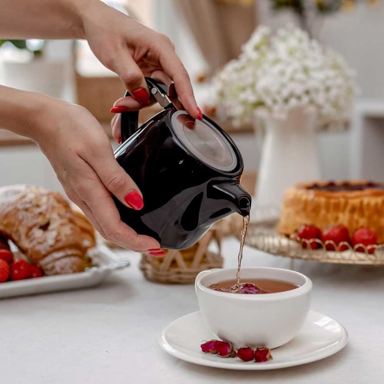 Black Ceramic Teapot 500ml/17oz Black Ceramic Teapot 500ml/17oz