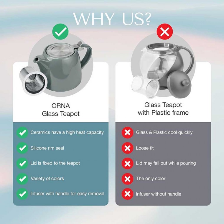 Gray Ceramic Teapot 500ml/17oz