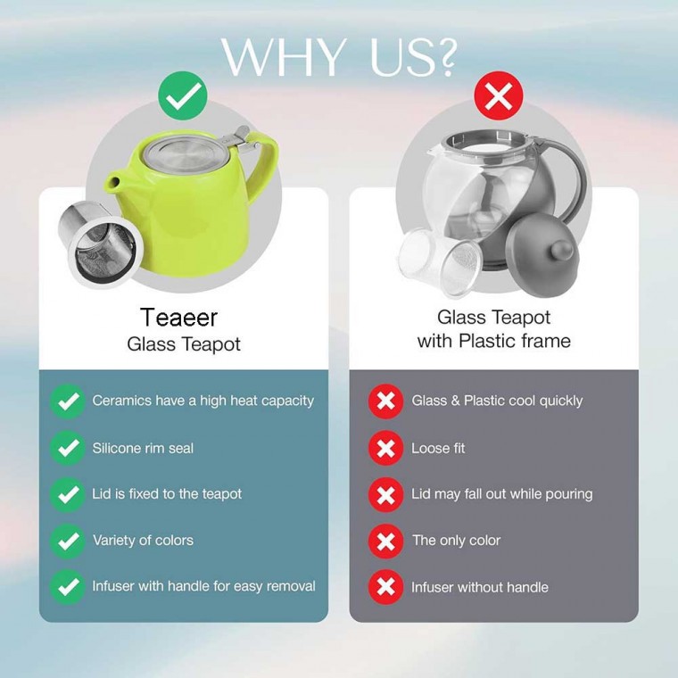 Green Ceramic Teapot 500ml/17oz