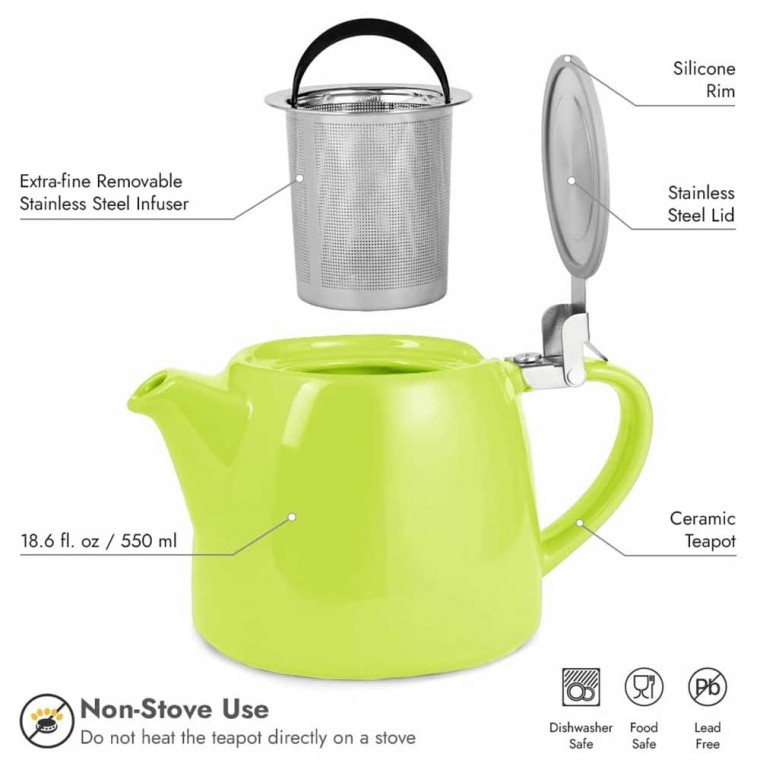 Green Ceramic Teapot 500ml/17oz Green Ceramic Teapot 500ml/17oz