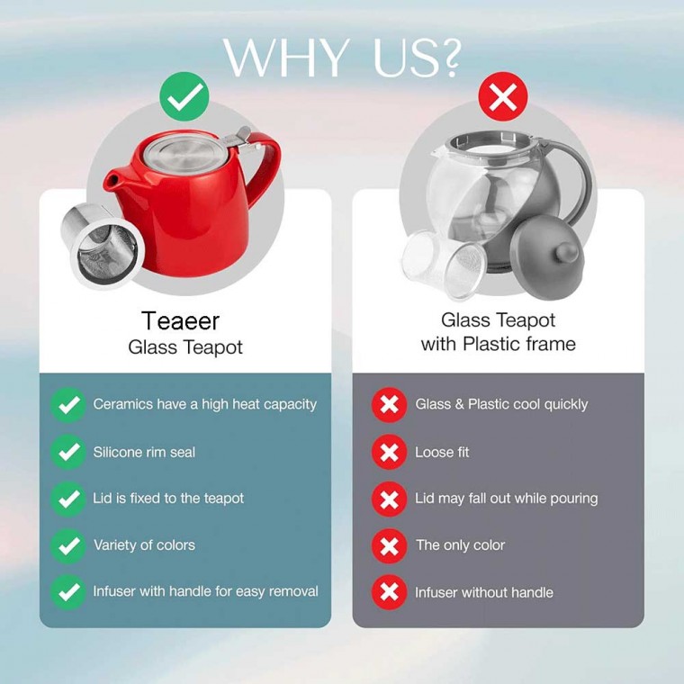 Red Ceramic Teapot 500ml/17oz