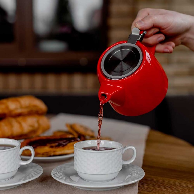 Red Ceramic Teapot 500ml/17oz Red Ceramic Teapot 500ml/17oz