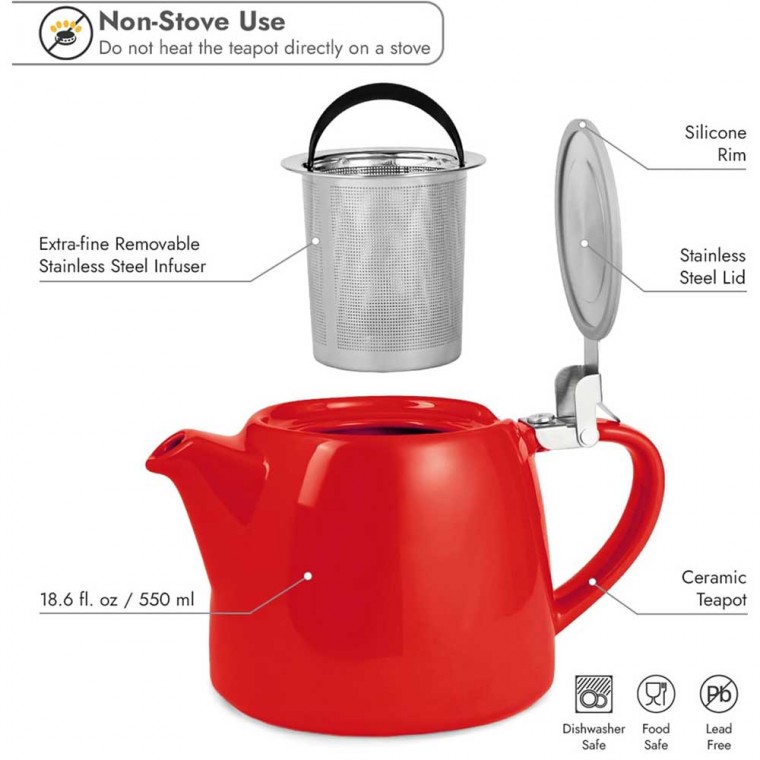 Ceramic Teapot Red 500ml/17oz