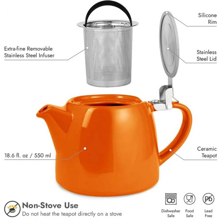 Ceramic Teapot Orange 500ml/17oz