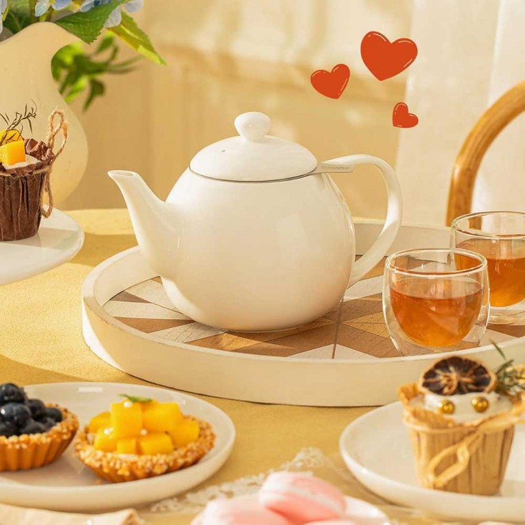 Porcelain Teapot With Removable Infuser White 800ml/27oz