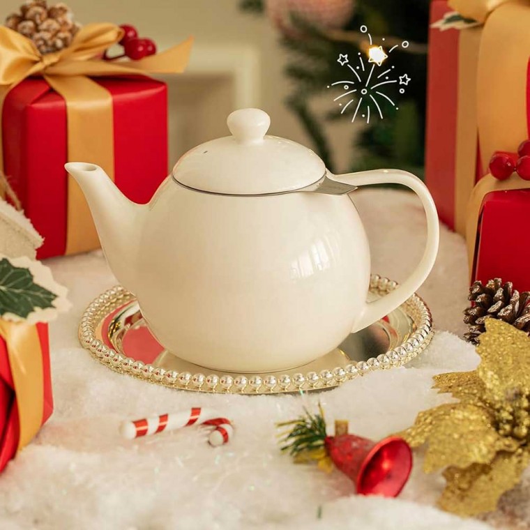 Porcelain Teapot With Removable Infuser White 800ml/27oz