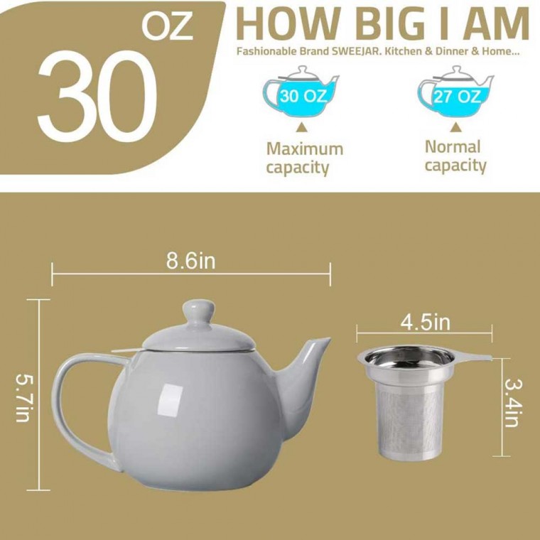 Porcelain Teapot With Removable Infuser Red 800ml/27oz