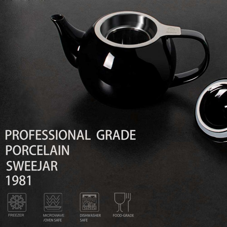 Porcelain Teapot With Removable Infuser Black 800ml/27oz