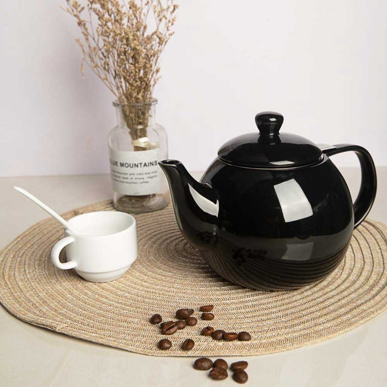 Porcelain Teapot With Removable Infuser Black 800ml/27oz