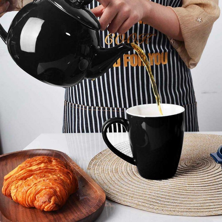 Porcelain Teapot With Removable Infuser Black 800ml/27oz