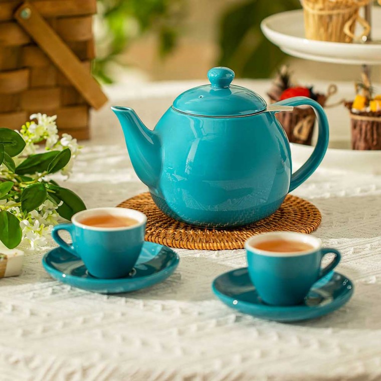Porcelain Teapot With Removable Infuser Blue 800ml/27oz