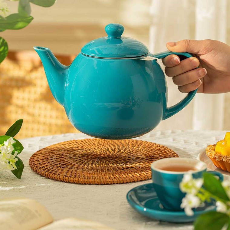 Porcelain Teapot With Removable Infuser Blue 800ml/27oz