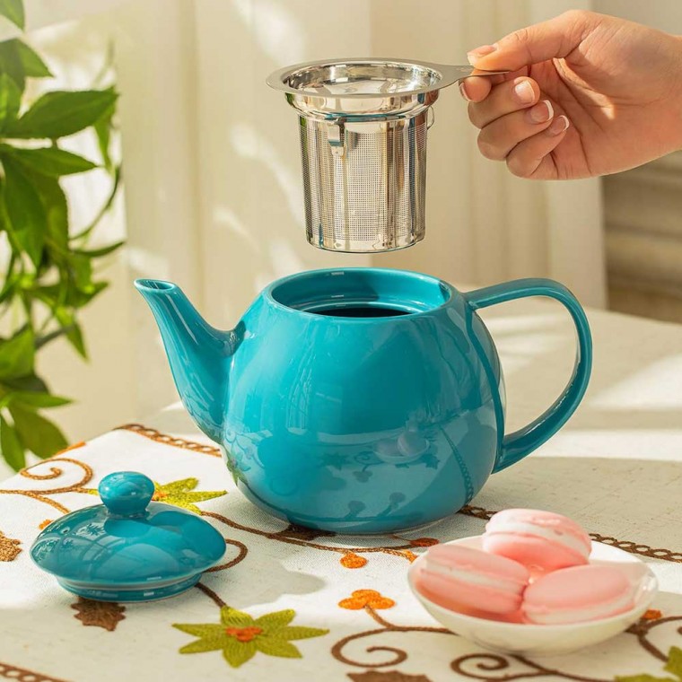 Porcelain Teapot With Removable Infuser Blue 800ml/27oz