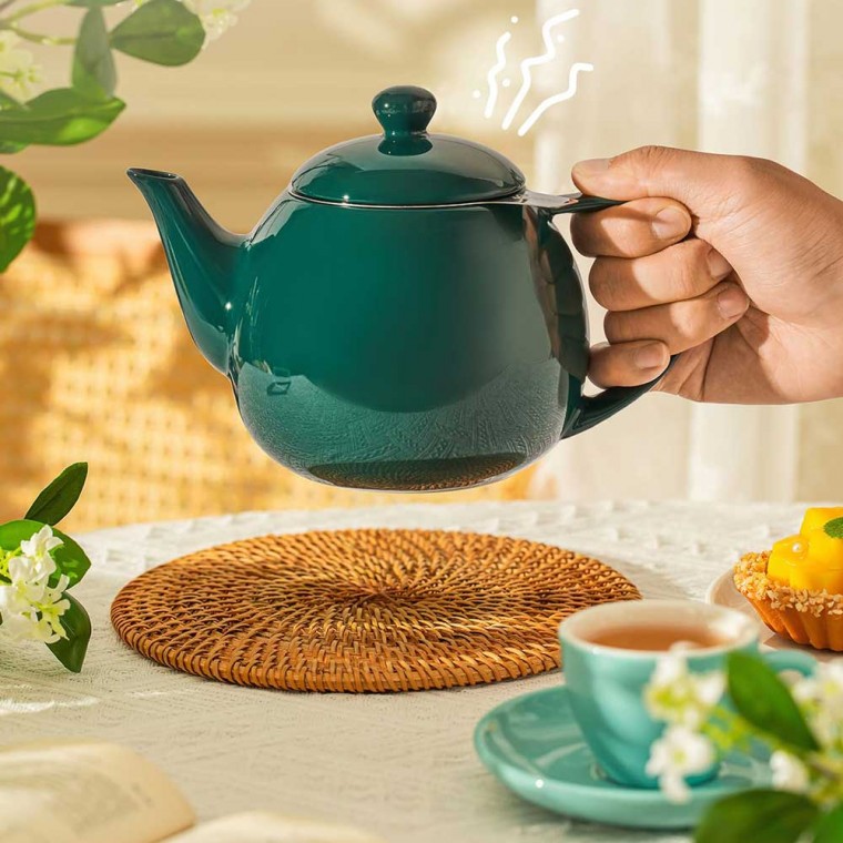 Porcelain Teapot With Removable Infuser Dark Green 800ml/27oz