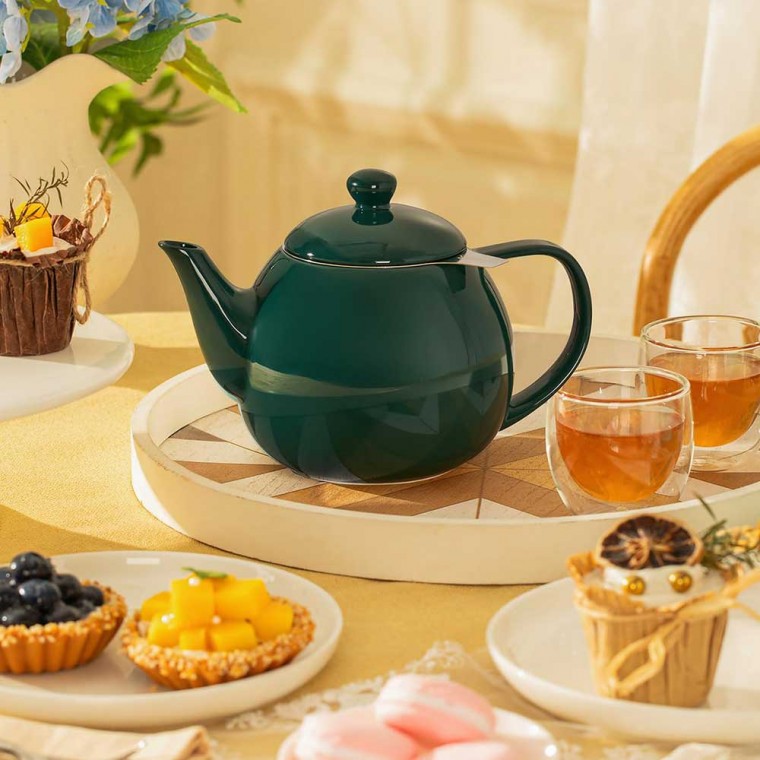 Porcelain Teapot With Removable Infuser Dark Green 800ml/27oz