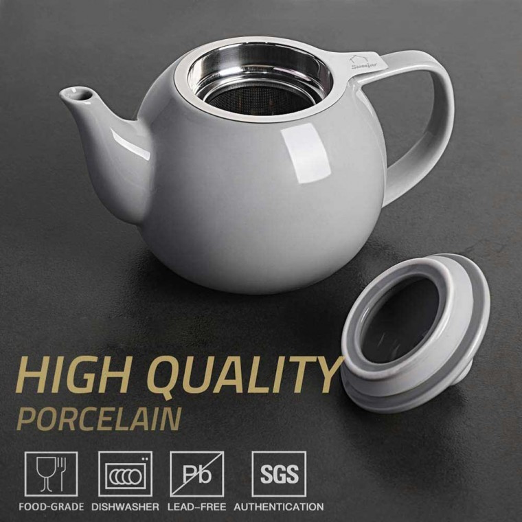 Porcelain Teapot With Removable Infuser Gray 800ml/27oz
