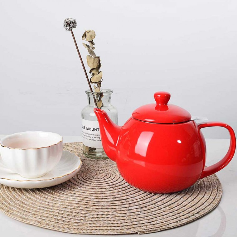 Porcelain Teapot With Removable Infuser Red 800ml/27oz
