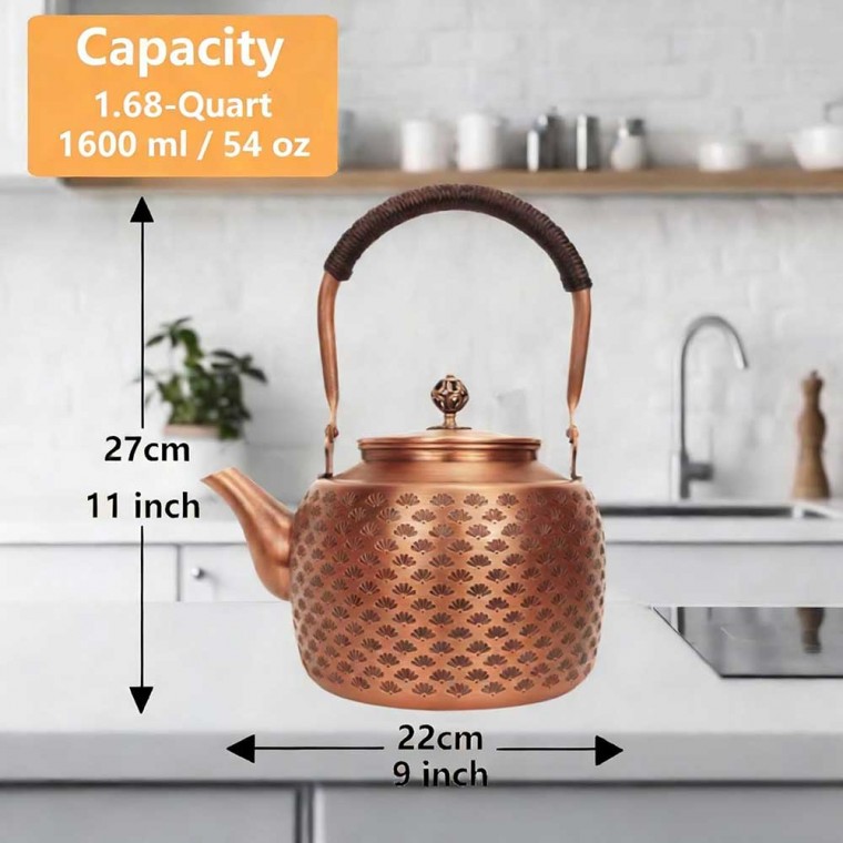 Copper Tea Kettle Leaf 1500ml/51oz