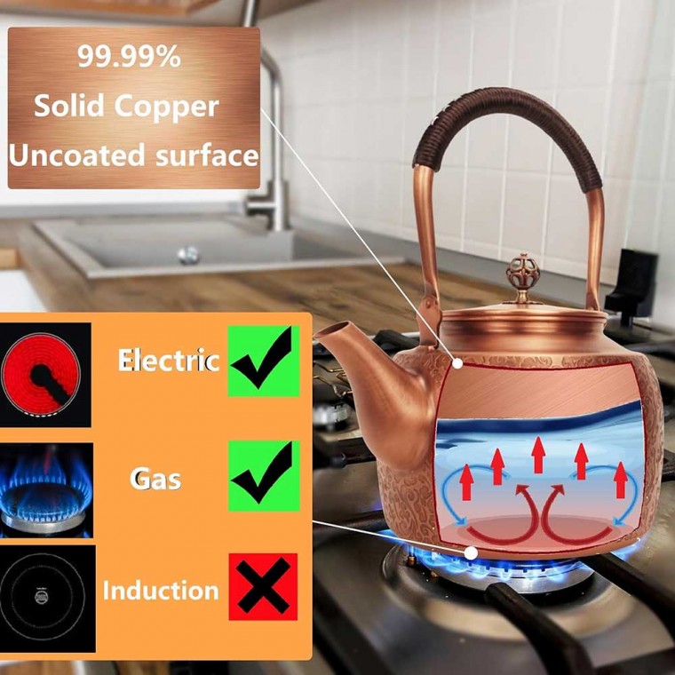 Copper Tea Kettle Leaf 1500ml/51oz