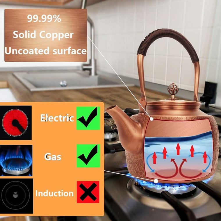 Copper Tea Kettle Stripes 1500ml/51oz