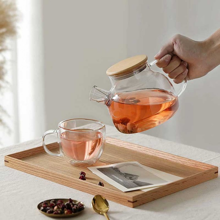 Glass Teapot Bamboo Lid 1000ml/34oz