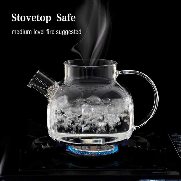 Glass Teapot Bamboo Lid 1000ml/34oz