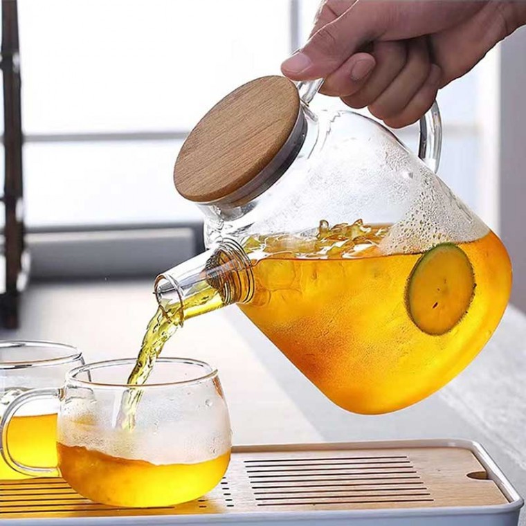Glass Teapot Bamboo Lid 1600ml/54oz