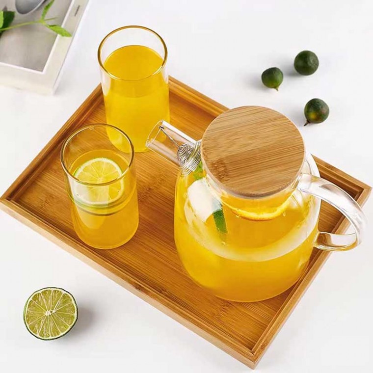 Glass Teapot Bamboo Lid 1600ml/54oz