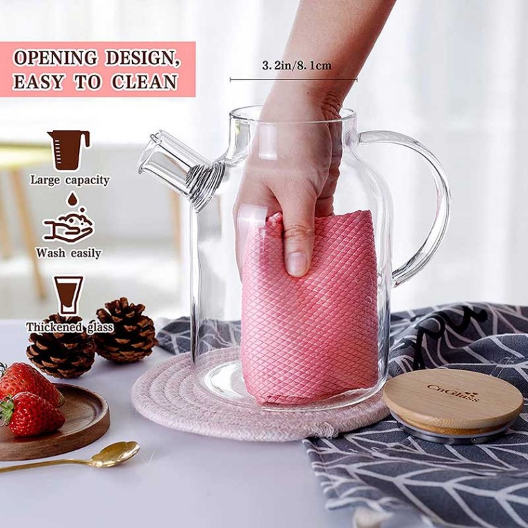 Glass Teapot Bamboo Lid 1600ml/54oz