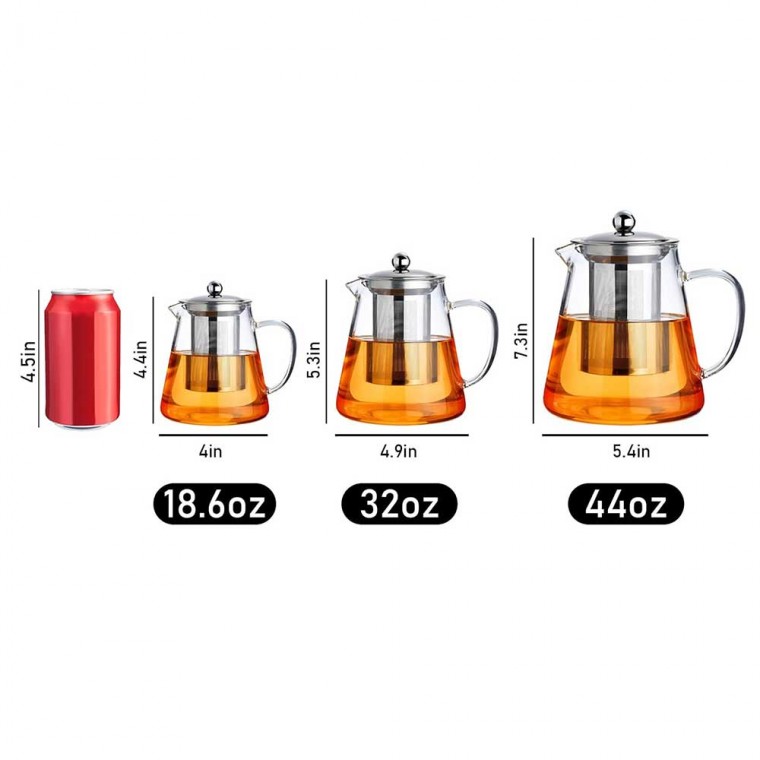 Glass Teapot With Infuser Round 1300ml/44oz