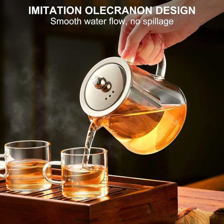 Glass Teapot With Infuser Round 1300ml/44oz