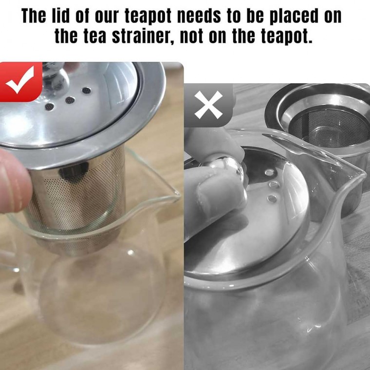 Glass Teapot With Infuser Round 1300ml/44oz