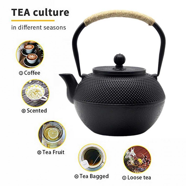 Cast Iron Teapot Set With Trivet 1200ml/40.6oz