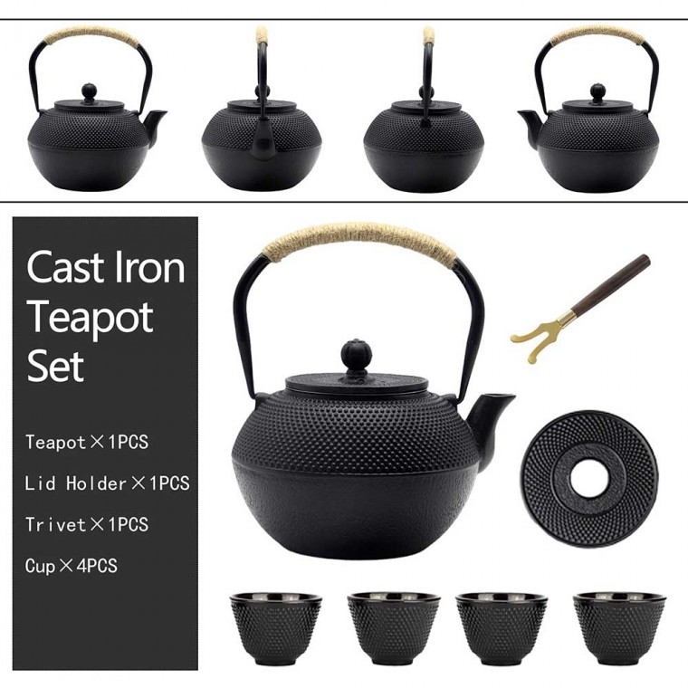 Cast Iron Teapot Set With Trivet 1200ml/40.6oz