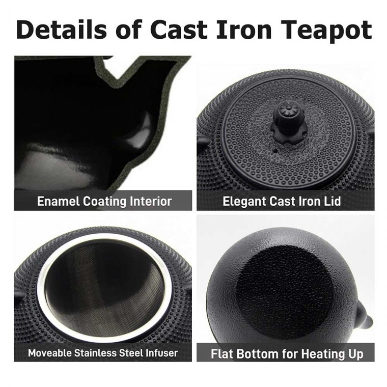 Cast Iron Teapot Set With Trivet 1200ml/40.6oz