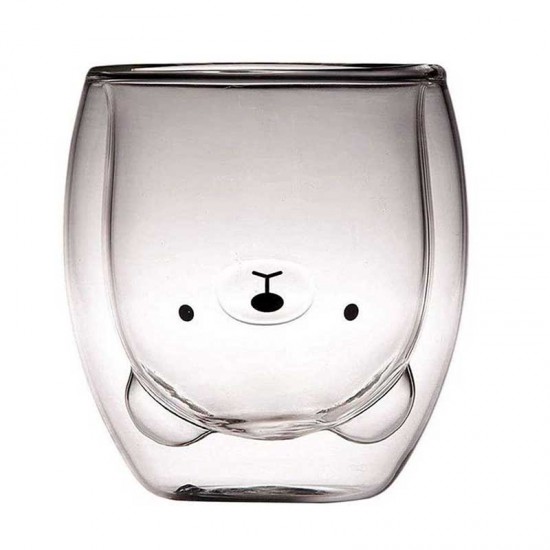 Cute Bear Double Wall Glass Cup 450ml Cute Bear Double Wall Glass Cup 450ml