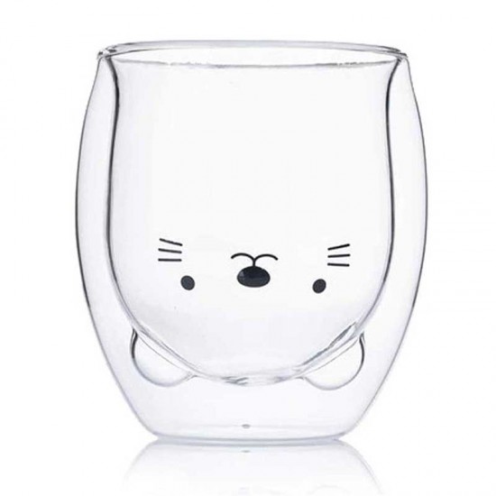 Cute Cat Double Wall Glass Cup 450ml Cute Cat Double Wall Glass Cup 450ml