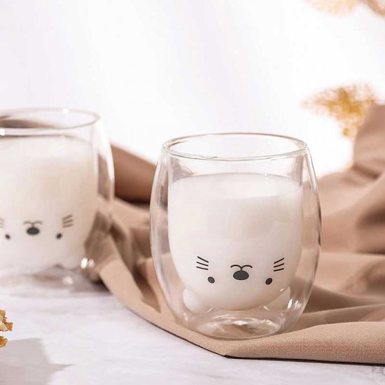 Cute Bear Double Wall Glass Cup 450ml Cute Bear Double Wall Glass Cup 450ml