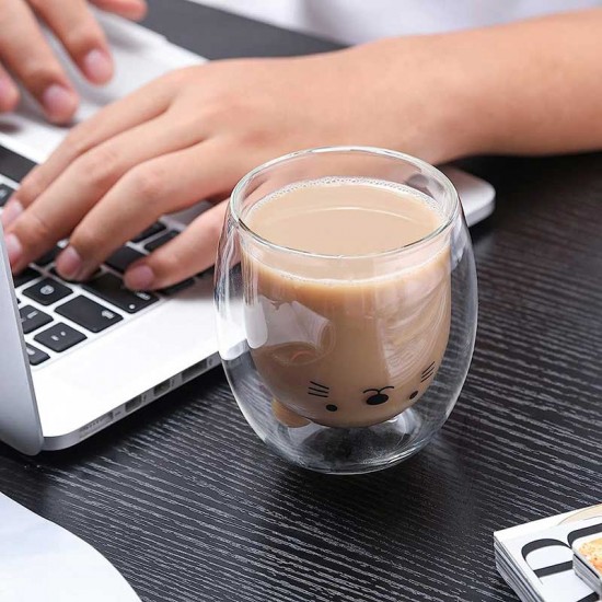 Cute Bear Double Wall Glass Cup 450ml Cute Bear Double Wall Glass Cup 450ml